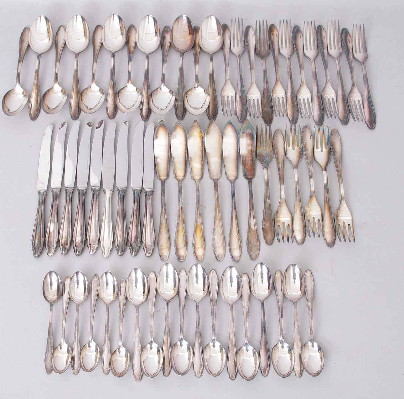 BESTICKUPPSÄTTNING, nysilver, Gense.