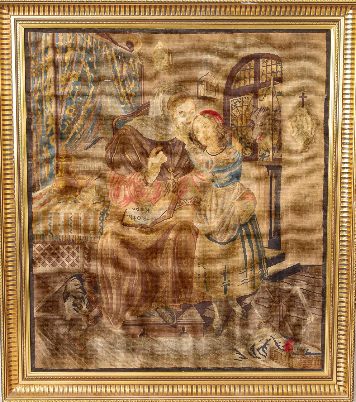 BRODERAD TAVLA, motiv med Rödluvan, 1800/1900-tal.