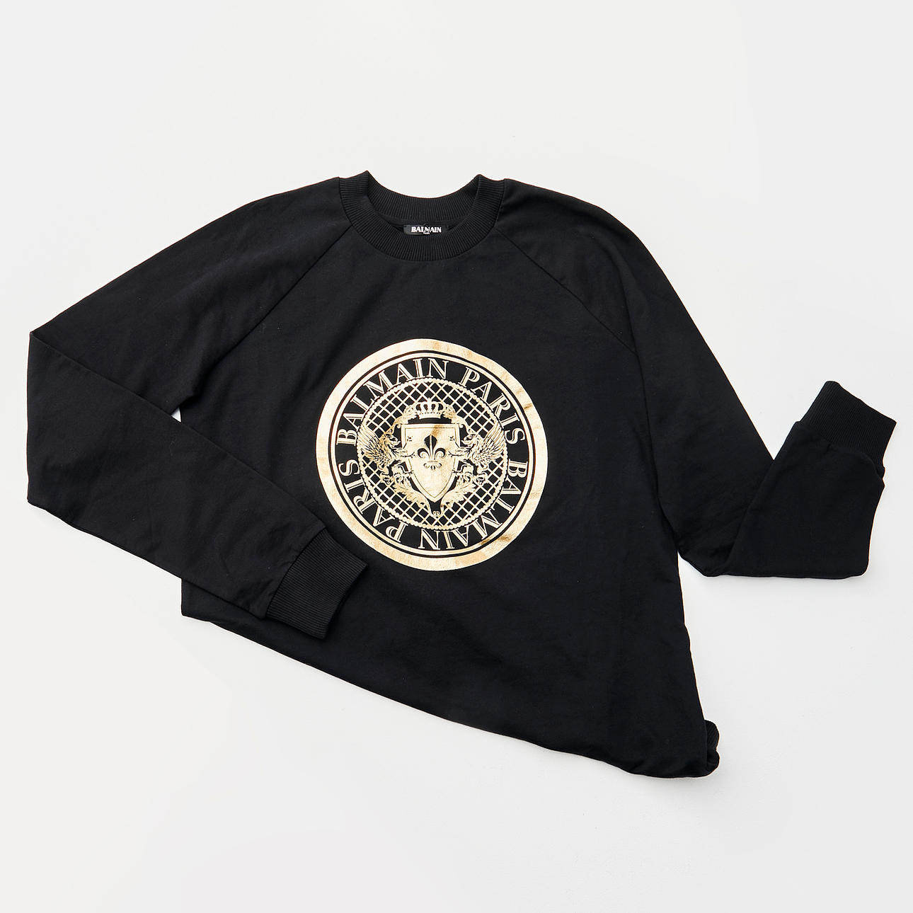 BALMAIN, tröja / sweatshirt, svart, storlek 40.