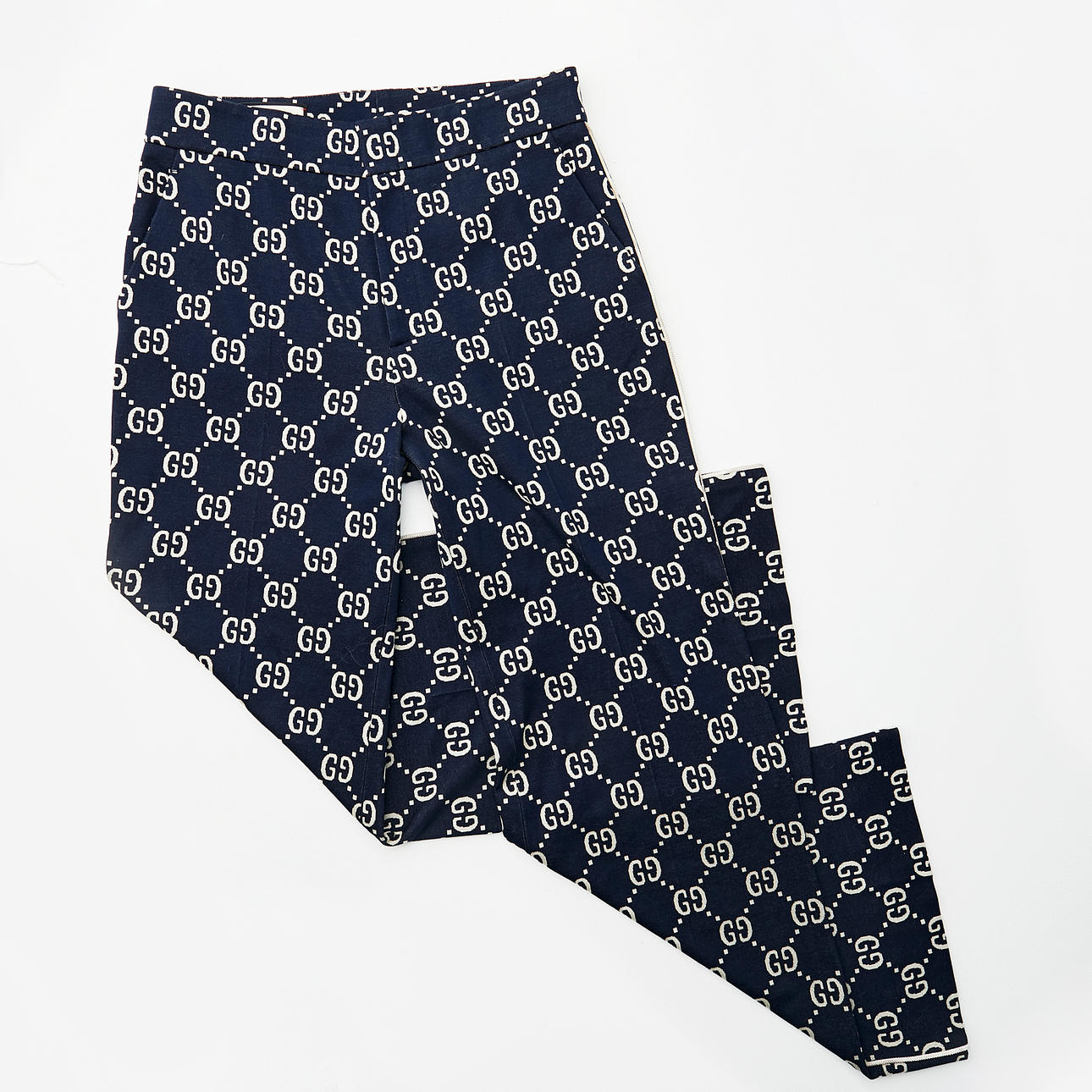 GUCCI, trousers, size 46, dark blue bottom, cotton.