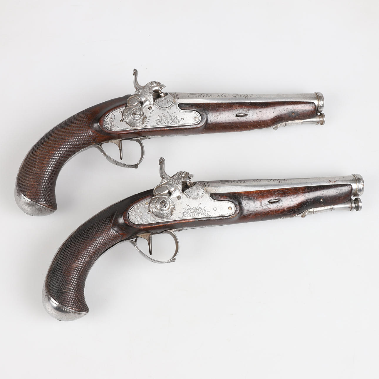 BLOCK PISTOLS, a pair, 1843, Spain.