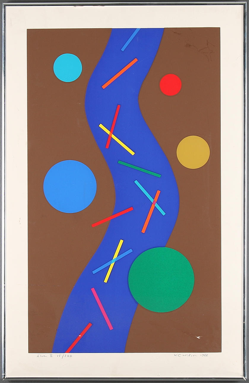 KARL GUSTAF NILSON. Litografi,"Älven II", signerad, numrerad 15/200 och daterad 1988.
