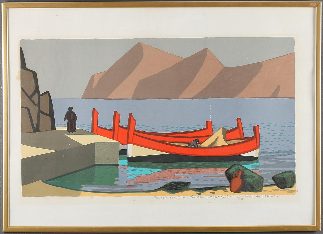 LARS NORRMAN. Litografi, signerad samt dedikation.