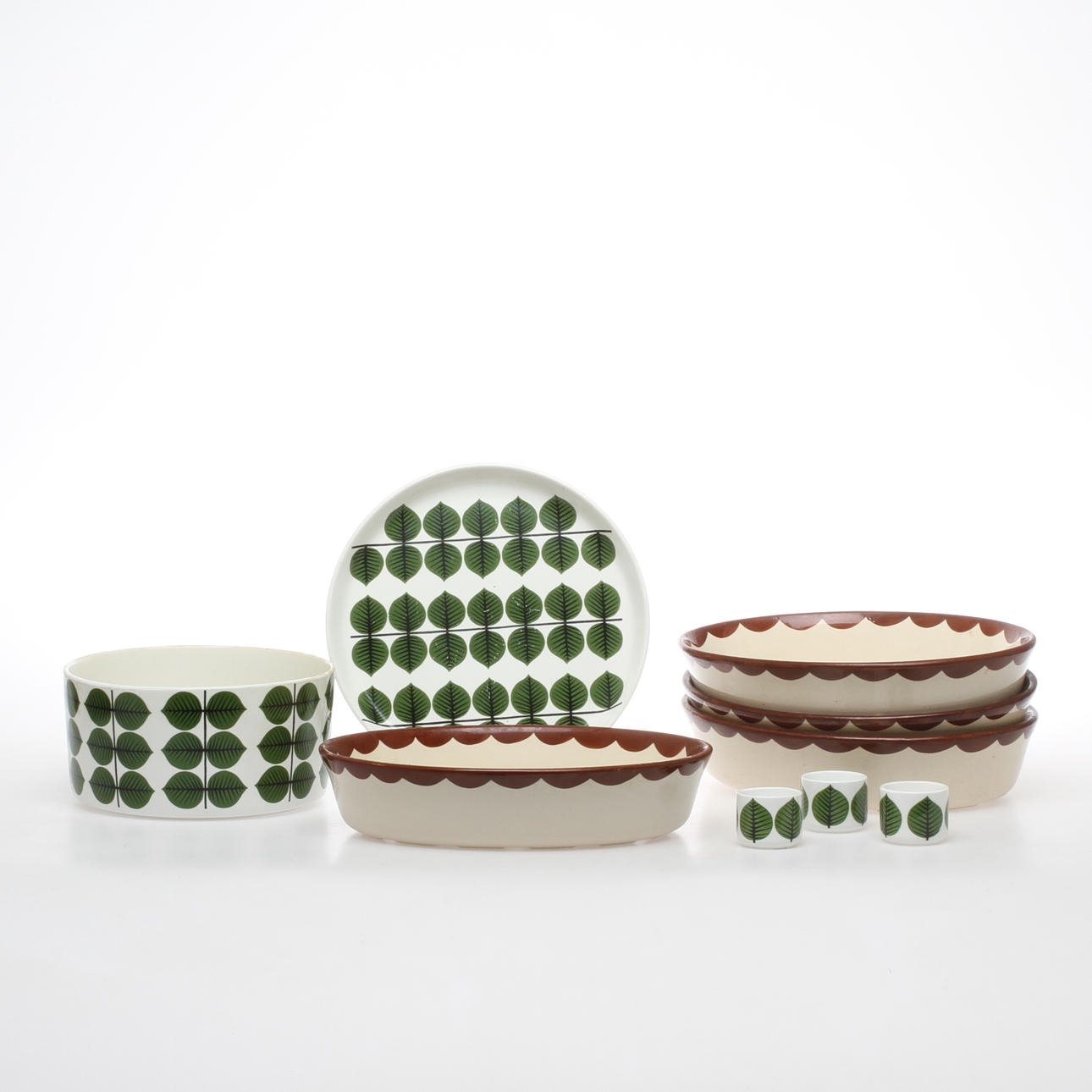 PARTI KERAMIK, 9 delar, "Berså" samt "Pyro", Gustavsberg.