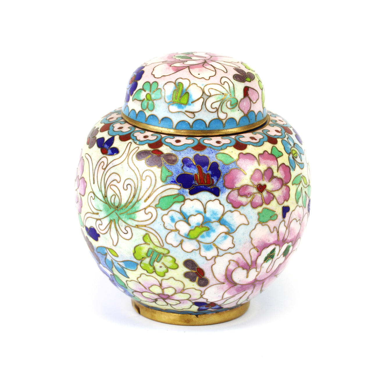 CHINESISCHES CLOISONNE-INGWERGLAS UND DECKEL.