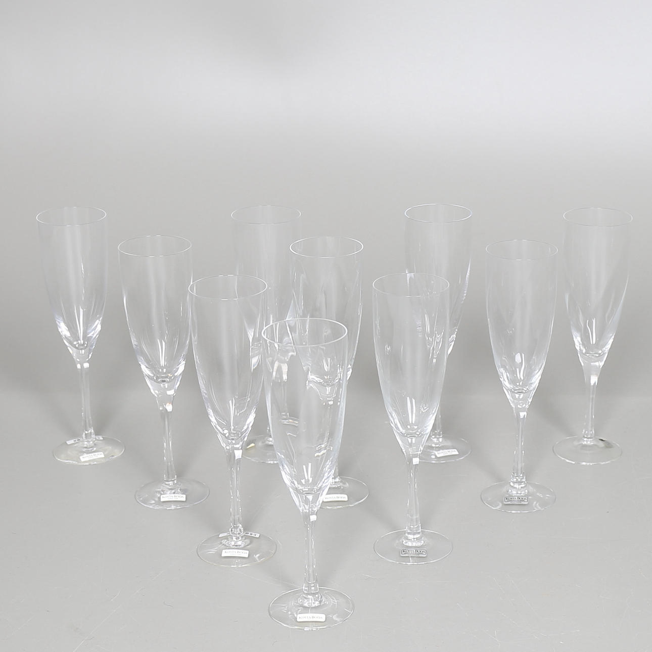 CHAMPANGNEGLAS, 10 st, "Chateau" Bertil Vallien, Kosta Boda.