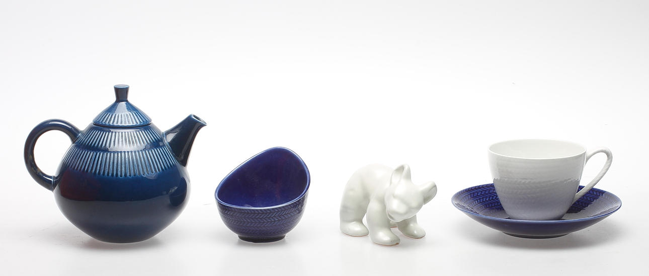 KERAMIK, 4 delar, Rörstrand och Ekeby, omkring 1900-talets mitt.