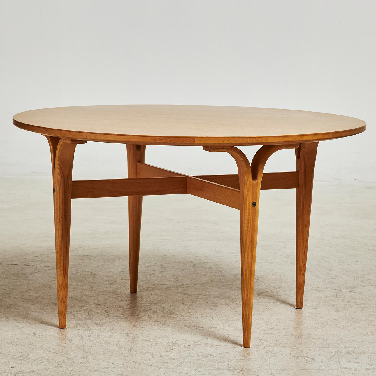 BRUNO MATHSSON. Coffee table, top in Masur birch, labeled Mathsson ...