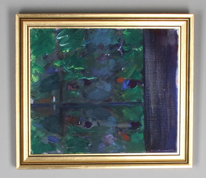 HANS HERMANSSON, "Utsikt från ett fönster", olja på duk.