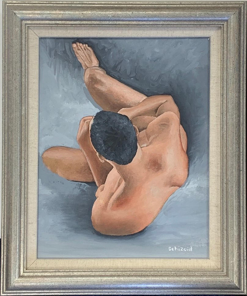 SCHIZOID. 'MÄNNLICHER AKT' ACRYL AUF LEINWAND.