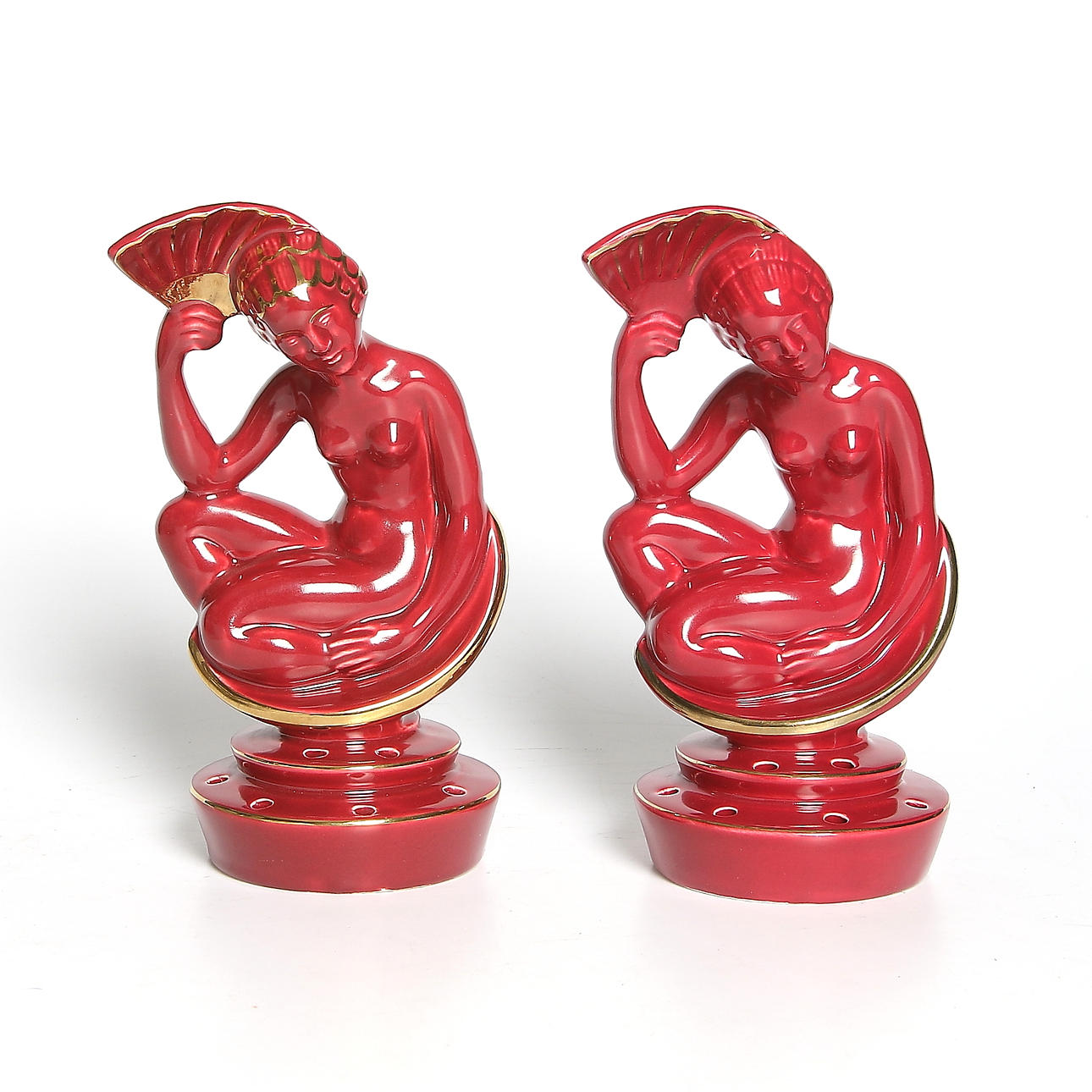 ARTHUR PERCY. Blomställ, 2 st, Röd Rubin, Gefle.