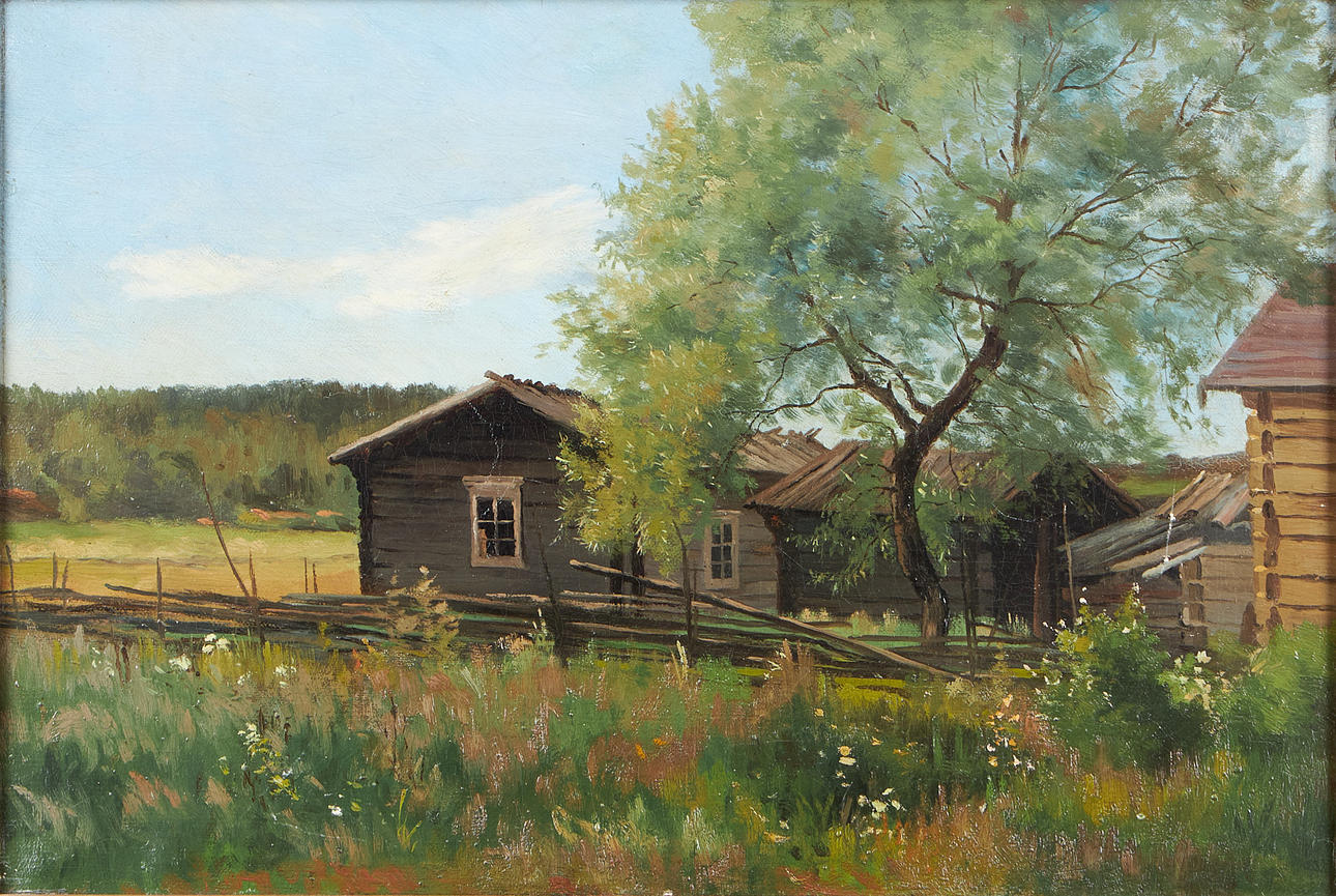 SIGRID AUGUST KEINÄNEN (1841.1914). Croft in a summer landscape, oil on canvas.