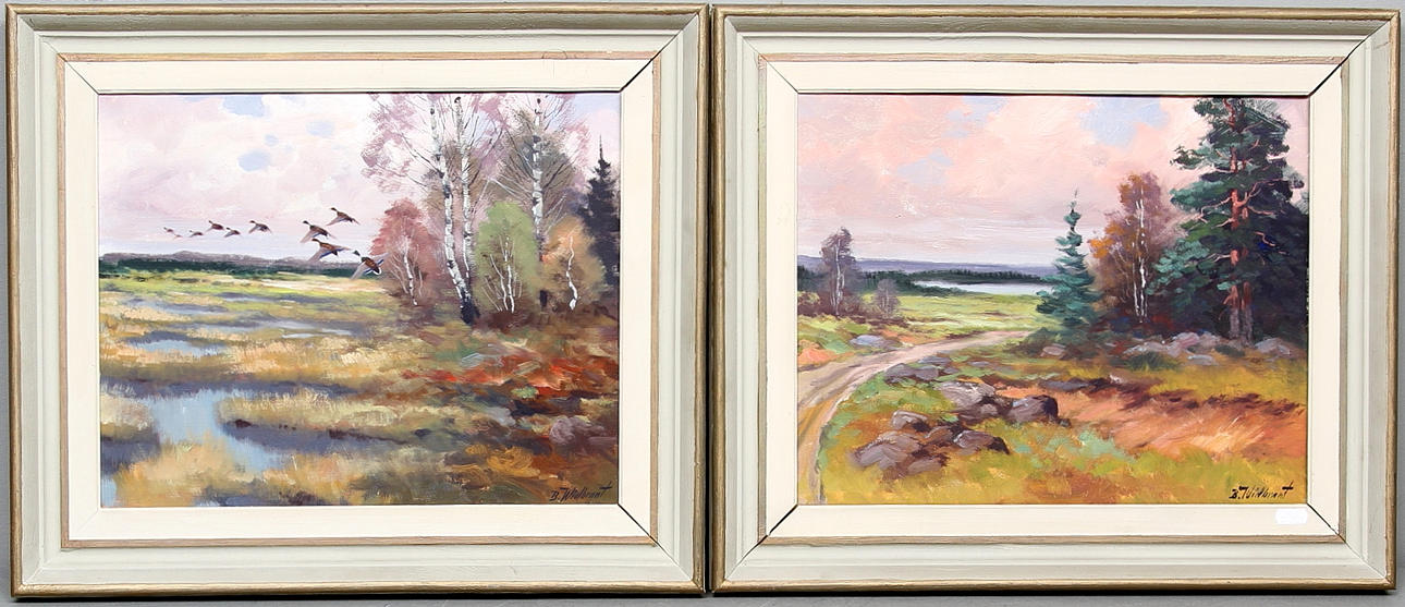 BERTIL WIBRANT. Olja på duk, 2 st, signerade.
