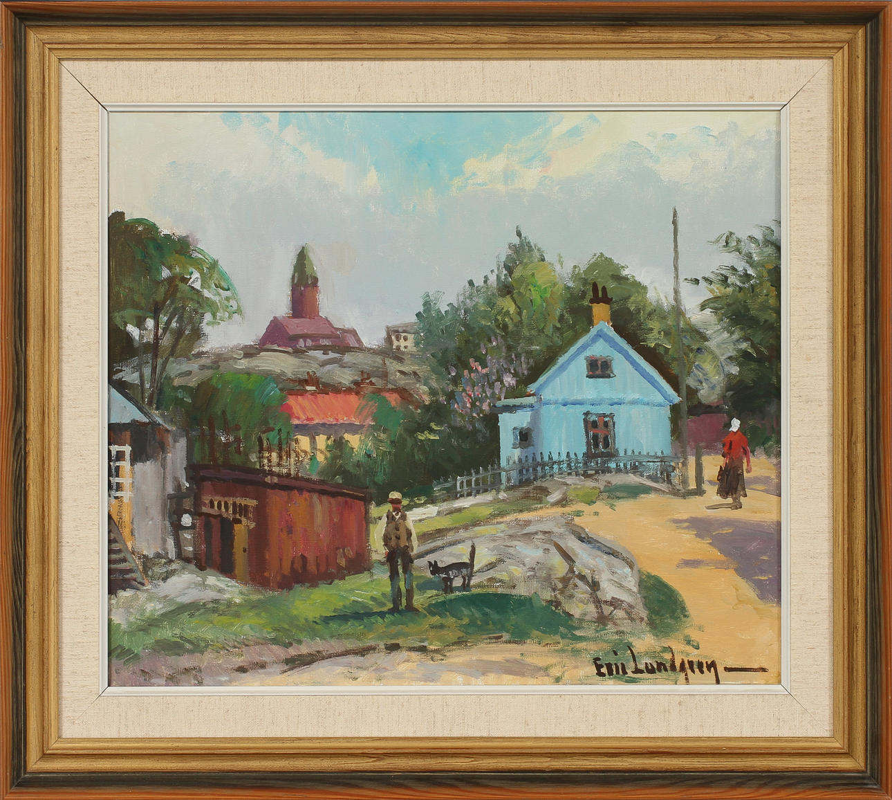 ERIK LUNDGREN. Göteborgs bild, olja på duk, signerad.