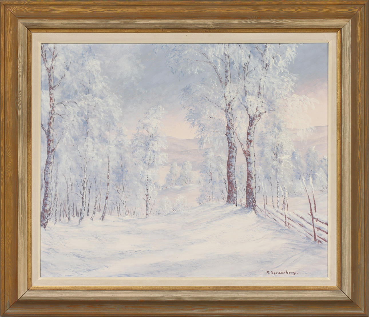 ROLF NORDENBERG. Vinterlandskap, olja på pannå, signerad.