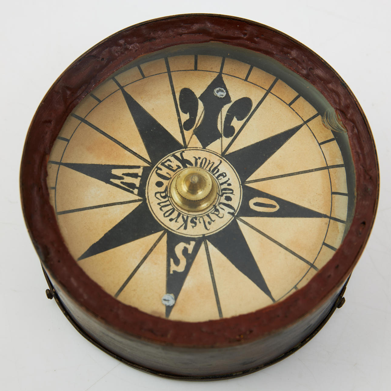 AIR COMPASS, mid 19th century, CE Kronberg Carlskrona, compass disc in ...