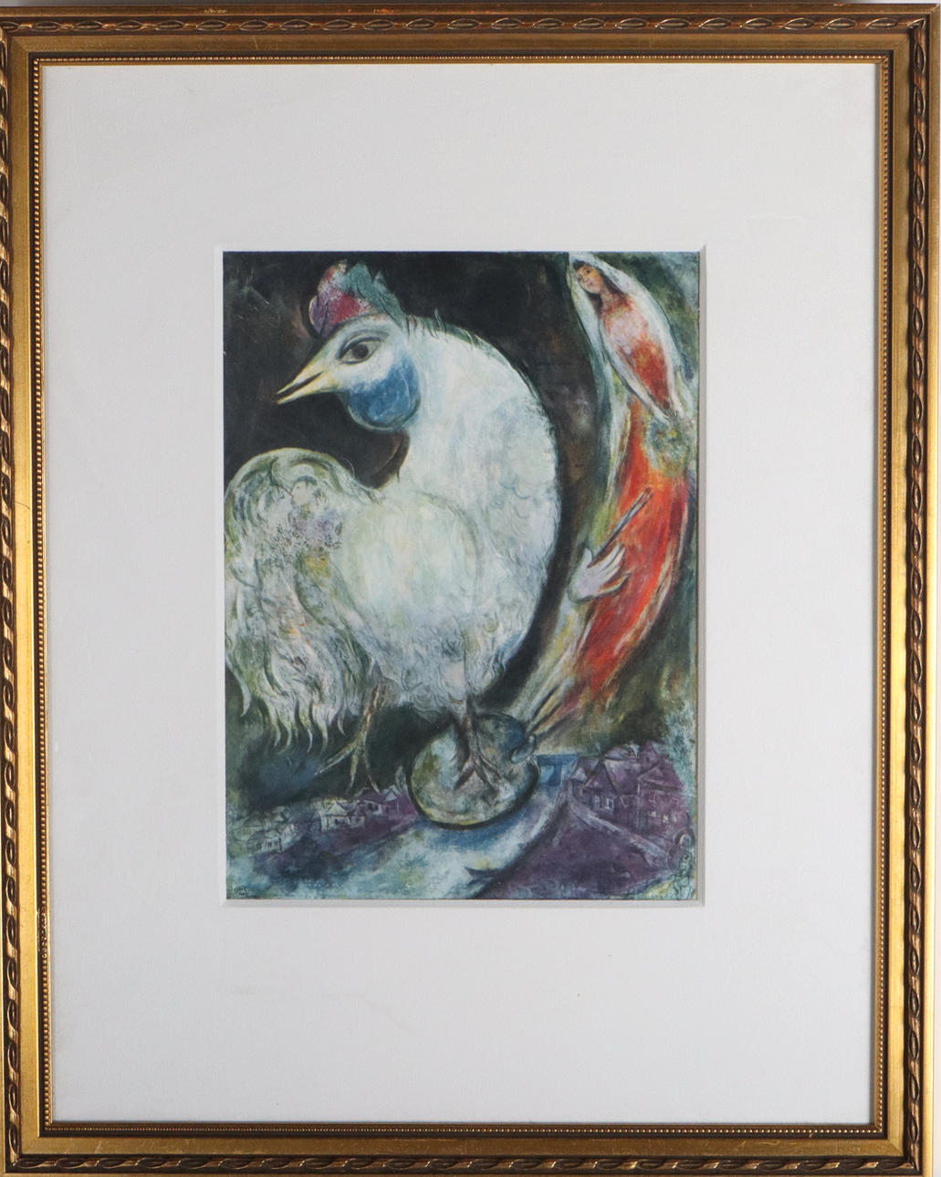 OIDENTIFIERAD KONSTNÄR. TRYCK, "le coq" efter Marc Chagall.