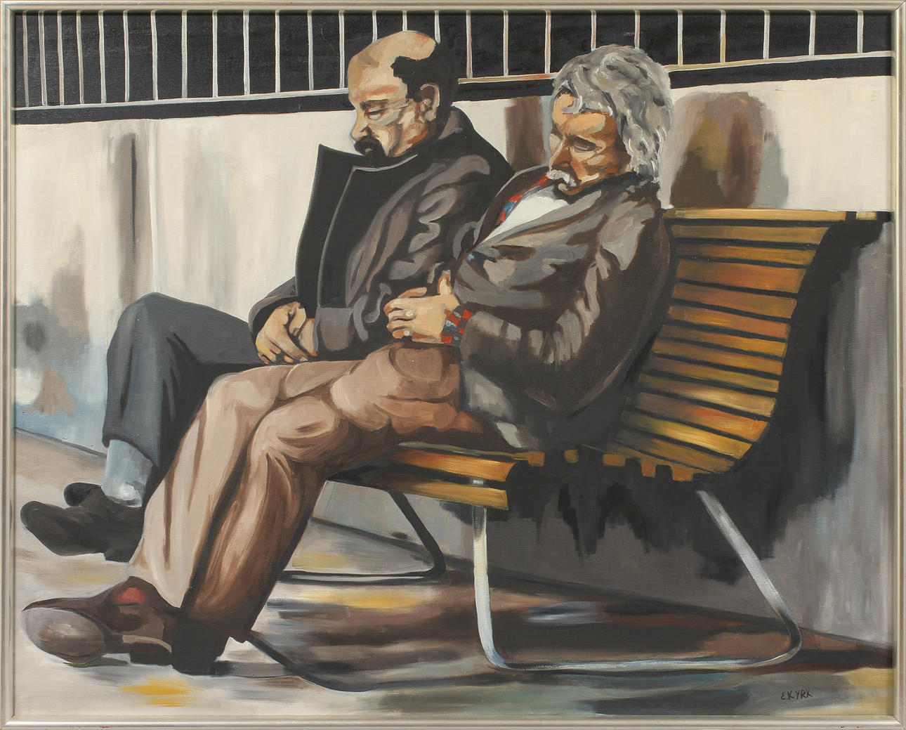 OIDENTIFIERAD KONSTNÄR. Olja på duk, figurscen, signerad E. Kyrk.