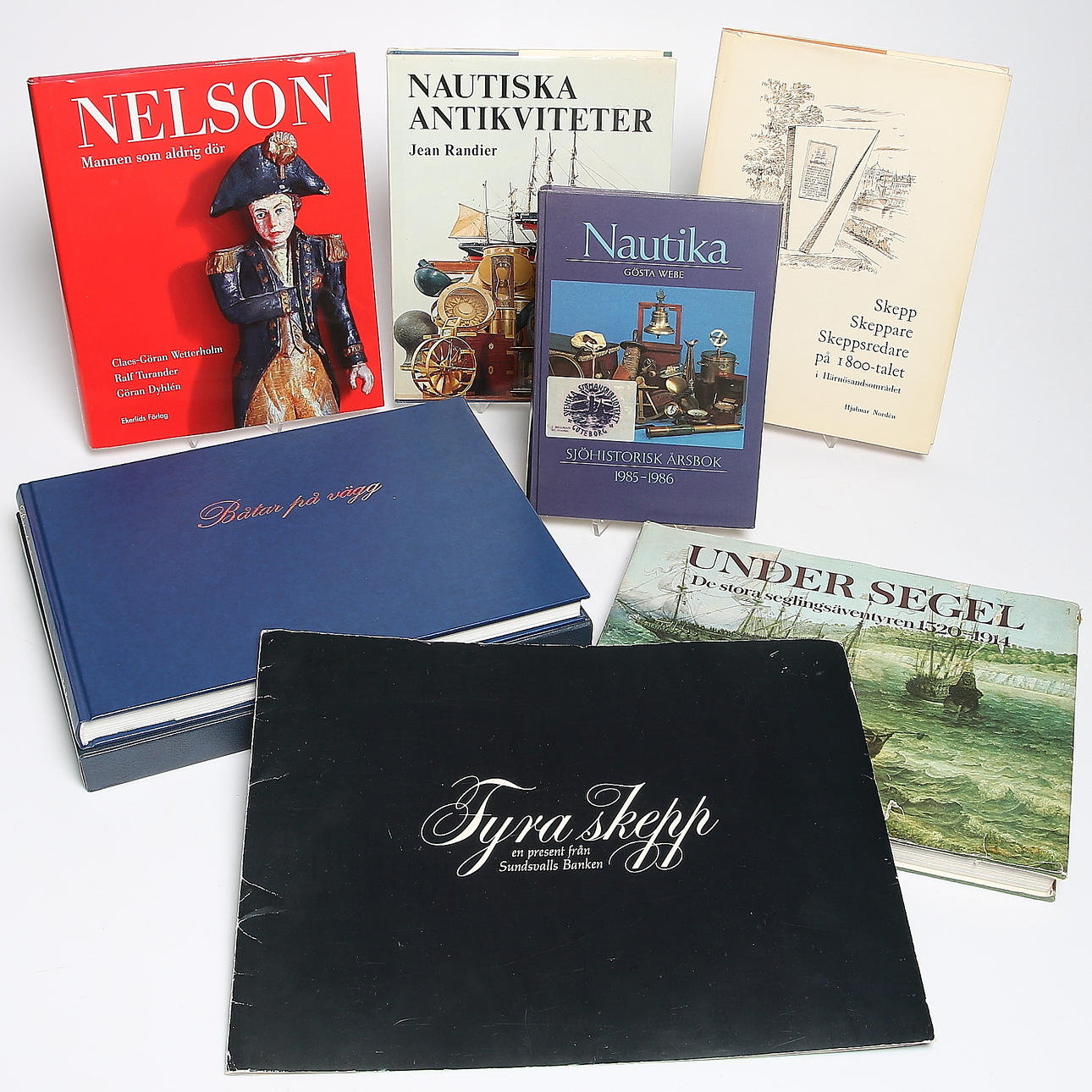 BØGER, 6 stk, bl.a. Nautiske antikviteter.