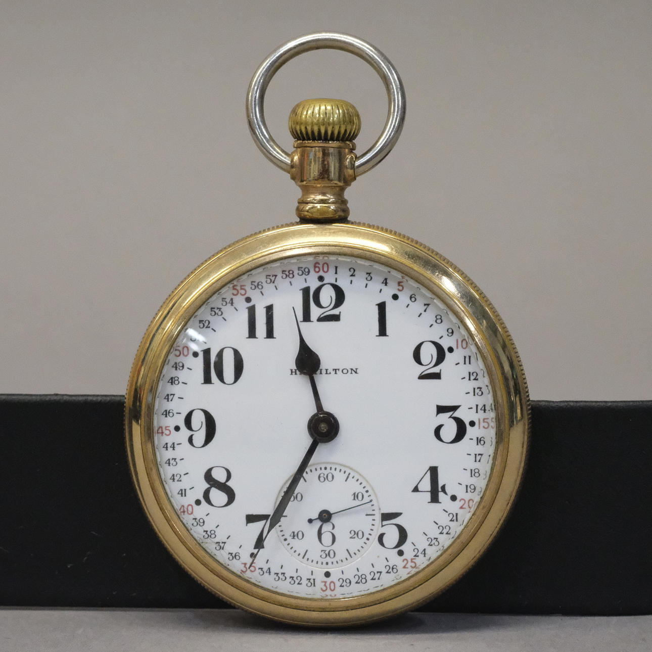 POCKET WATCH, HAMILTON, GOLD DOUBLE.