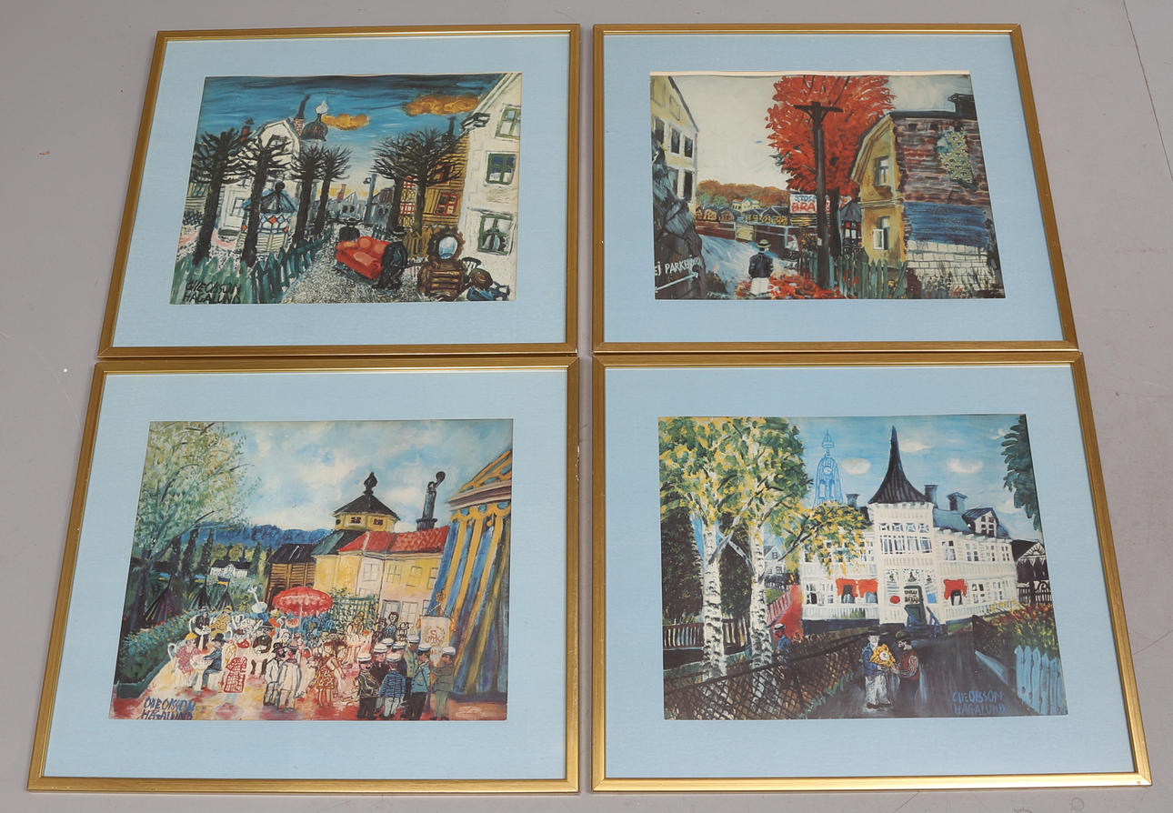 TAVLOR, 4st, litografiska tryck, Olle Olsson Hagalund.