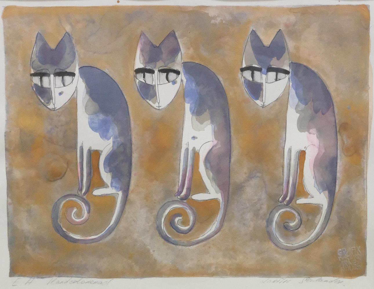 LARISSA STENLANDER. LITOGRAFI, HANDKOLORERAD.