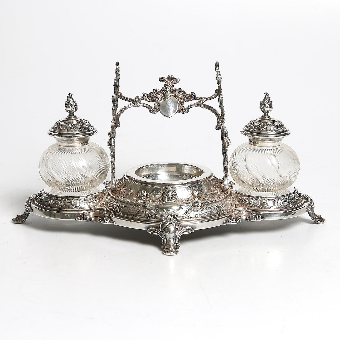 SKRIVSTÄLL, nysilver och glas, WMF, Wurttembergische Metallwaren Fabrik, Tyskland, 1800/1900-tal.