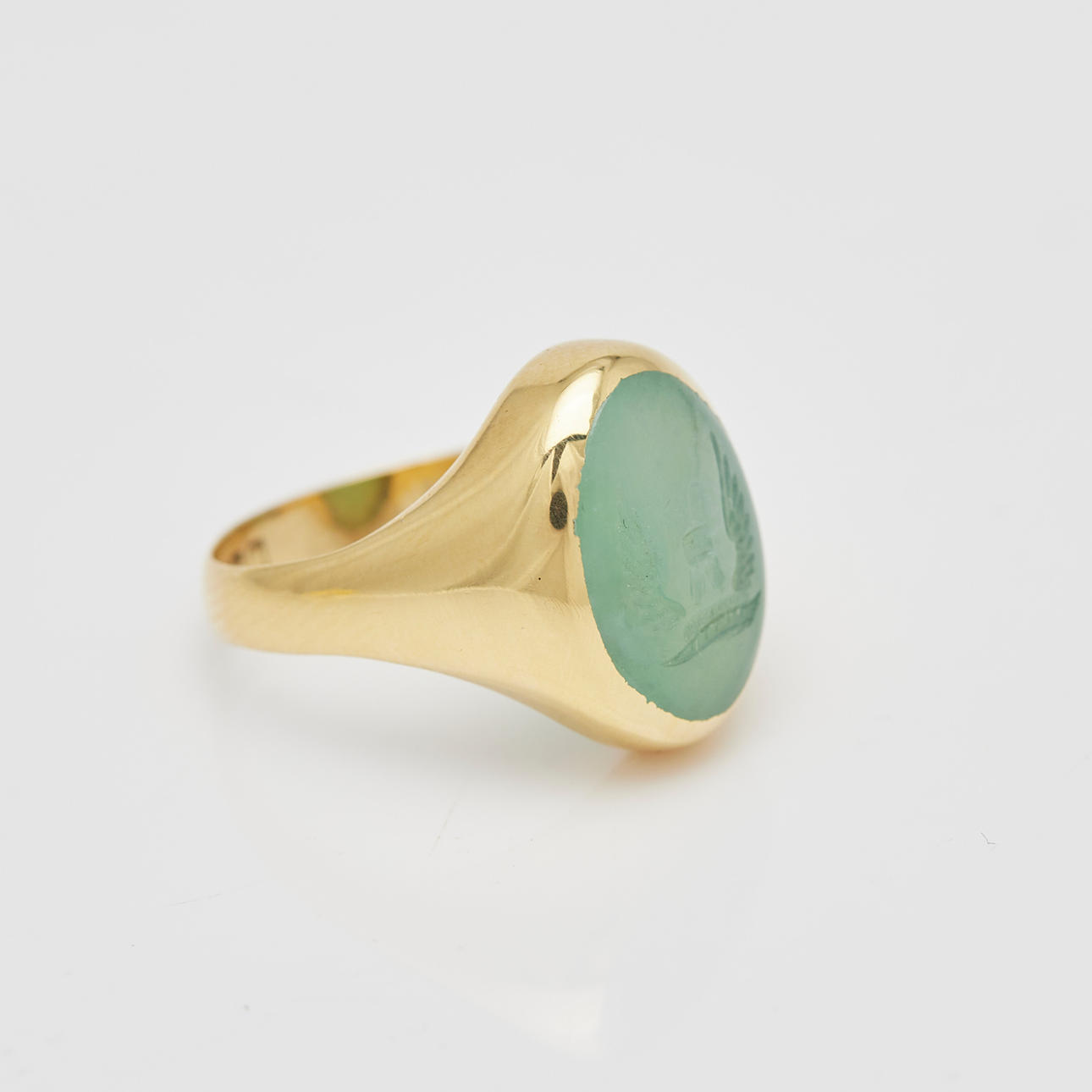 Ring, 750 gult guld, krysopras.