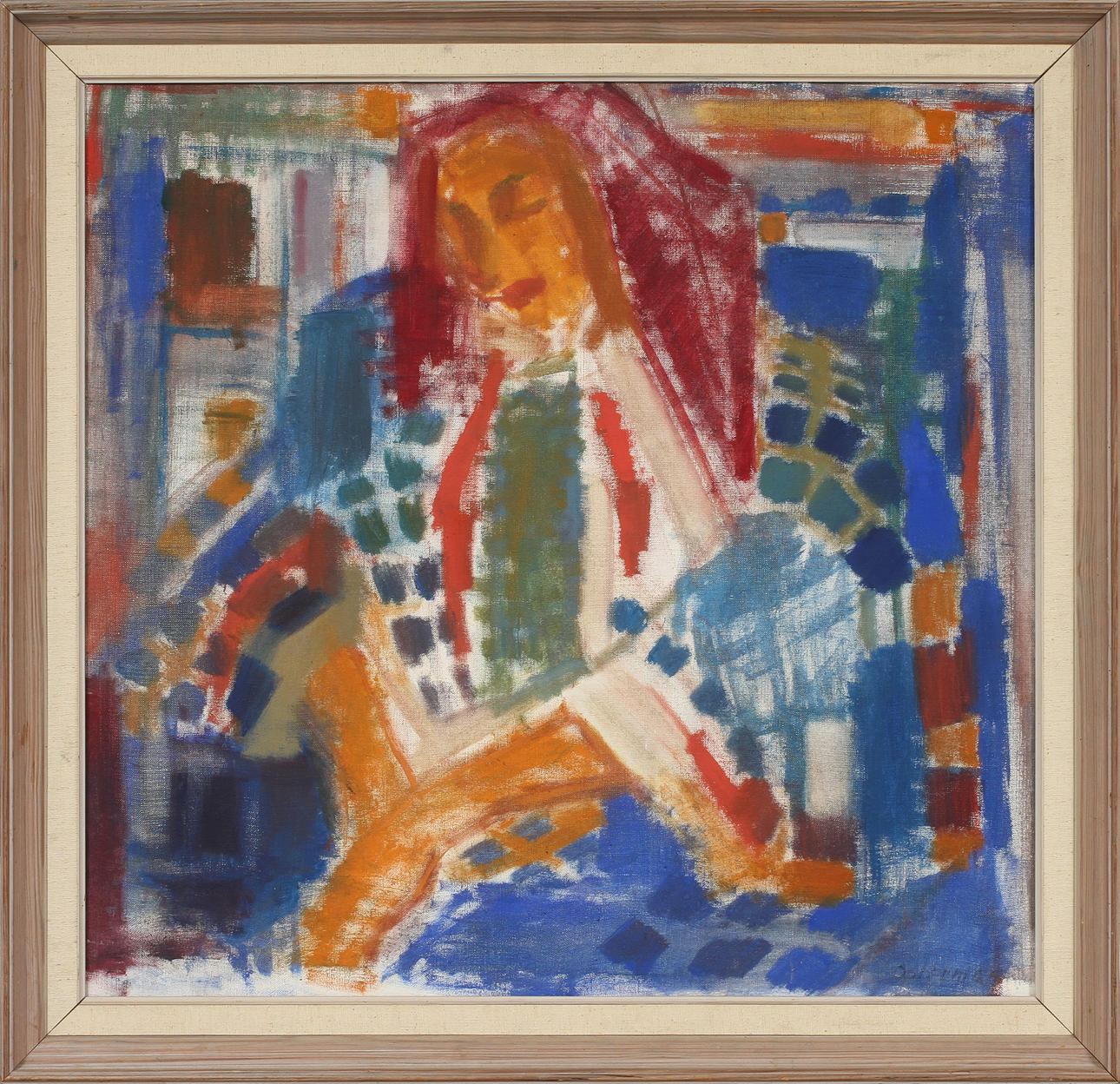 ELVINE OSTERMAN. Kvinnoporträtt, olja på duk, signerad.