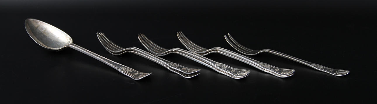 SILVER, 8 delar, förläggsked och 7 st gafflar, Dahlgren.