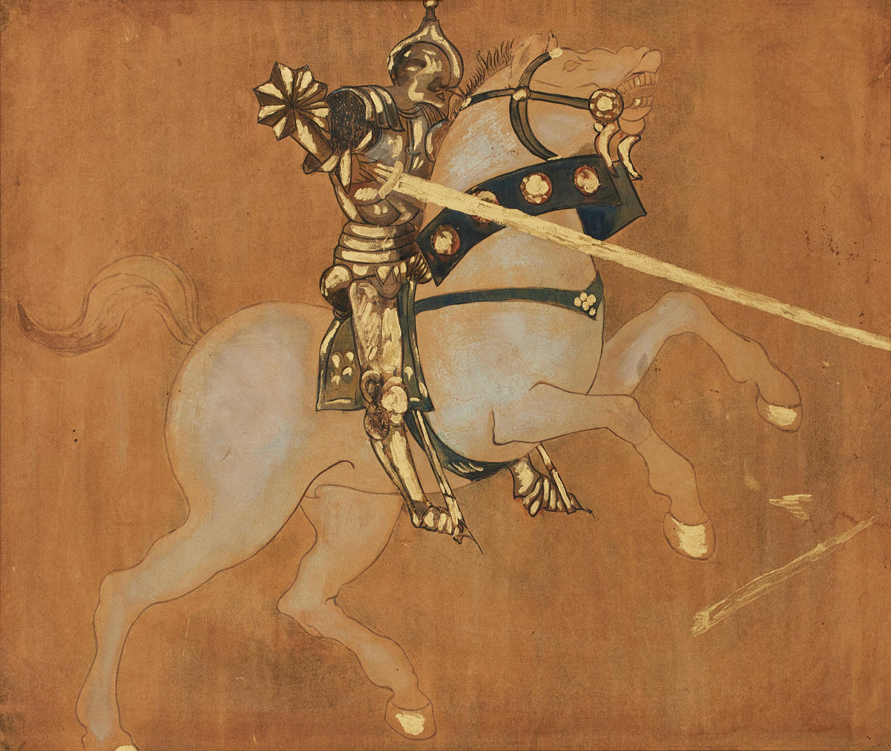 Riddare till häst, blandteknik.