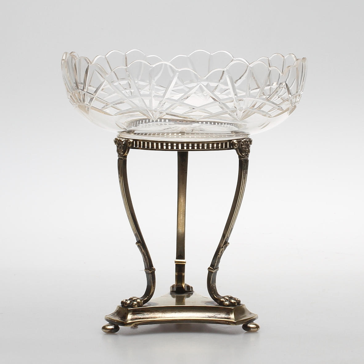 BORDSUPPSATS, nysilver och glas, empirestil, CG Hallberg, Stockholm, 1900-tal.
