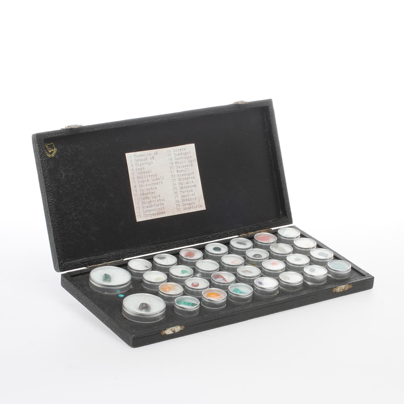 MINERALSAMLING, i schatull, 1900-tal.