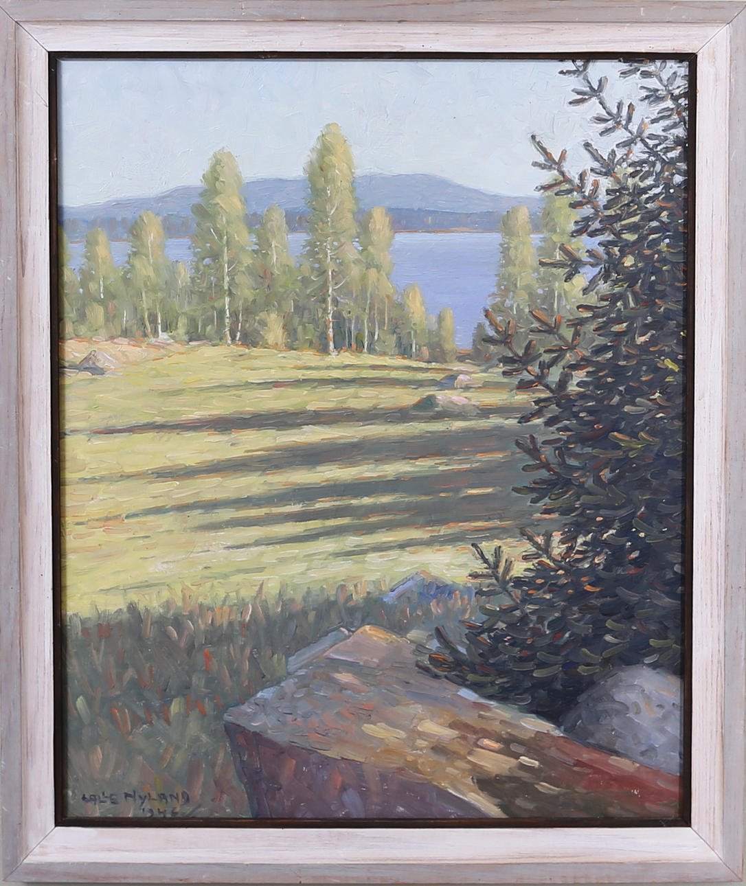 CALLE NYLAND. Landskap, Olja på pannå, signerad och daterad, Calle Nyland 1946.