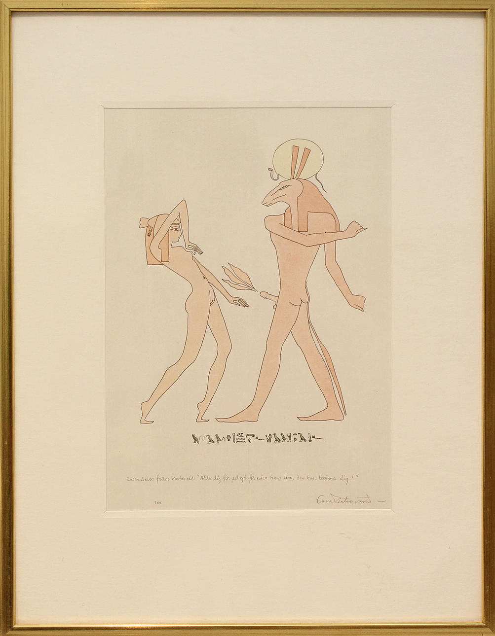 OSCAR REUTERSVÄRD. Egyptisk erotiskt motiv. Akvarell. Signerad.