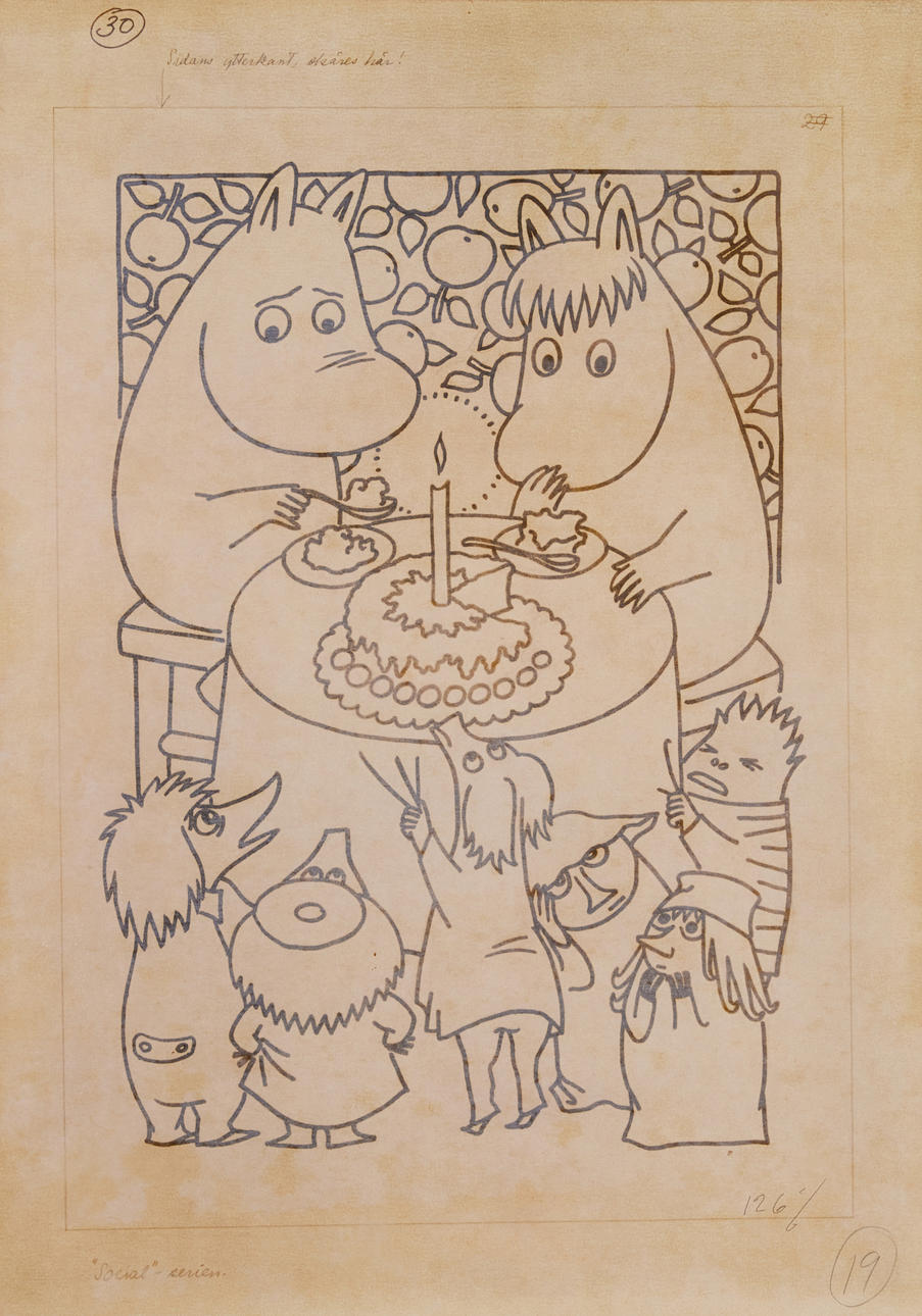 TOVE JANSSON. Moomin and the snore girl, unique model for series, 1950s ...