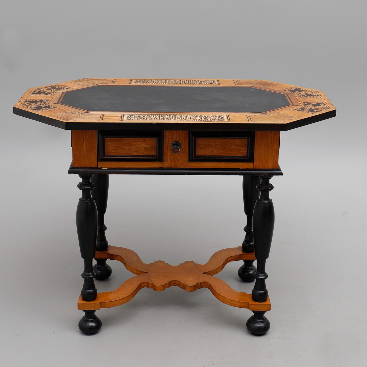 GAME TABLE WITH DRAWER, BAROQUE STYLE.