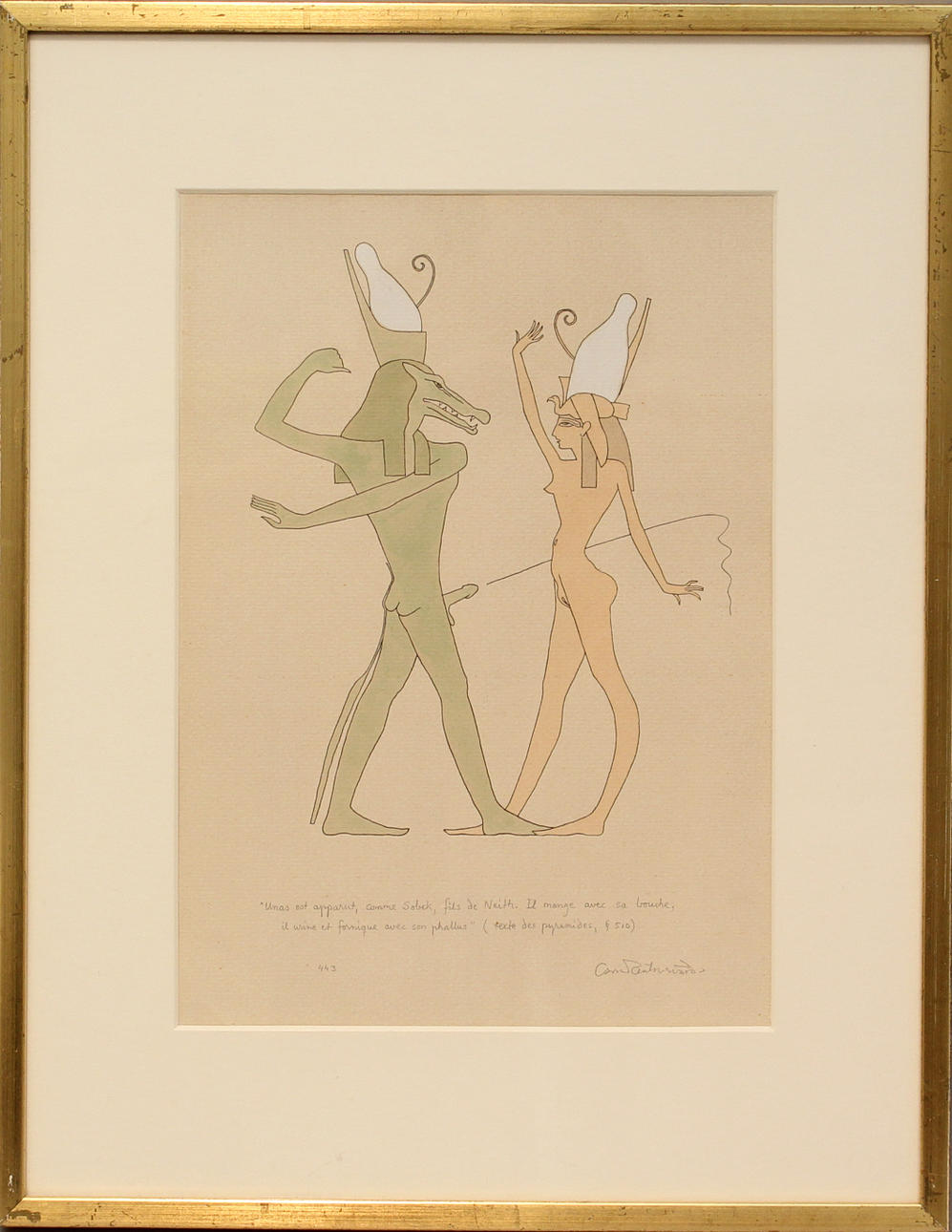 OSCAR REUTERSVÄRD. Egyptisk erotiskt motiv. Akvarell. Signerad.