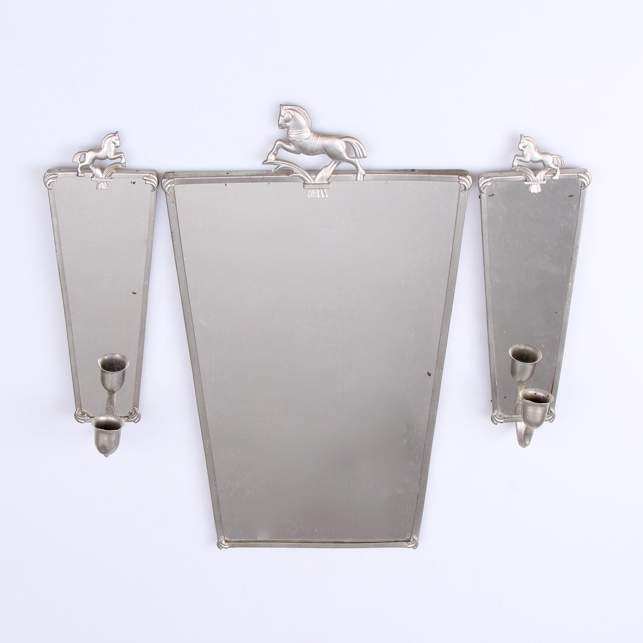 SPEGEL, samt lampetter, tenn, Art deco, Stockholm.