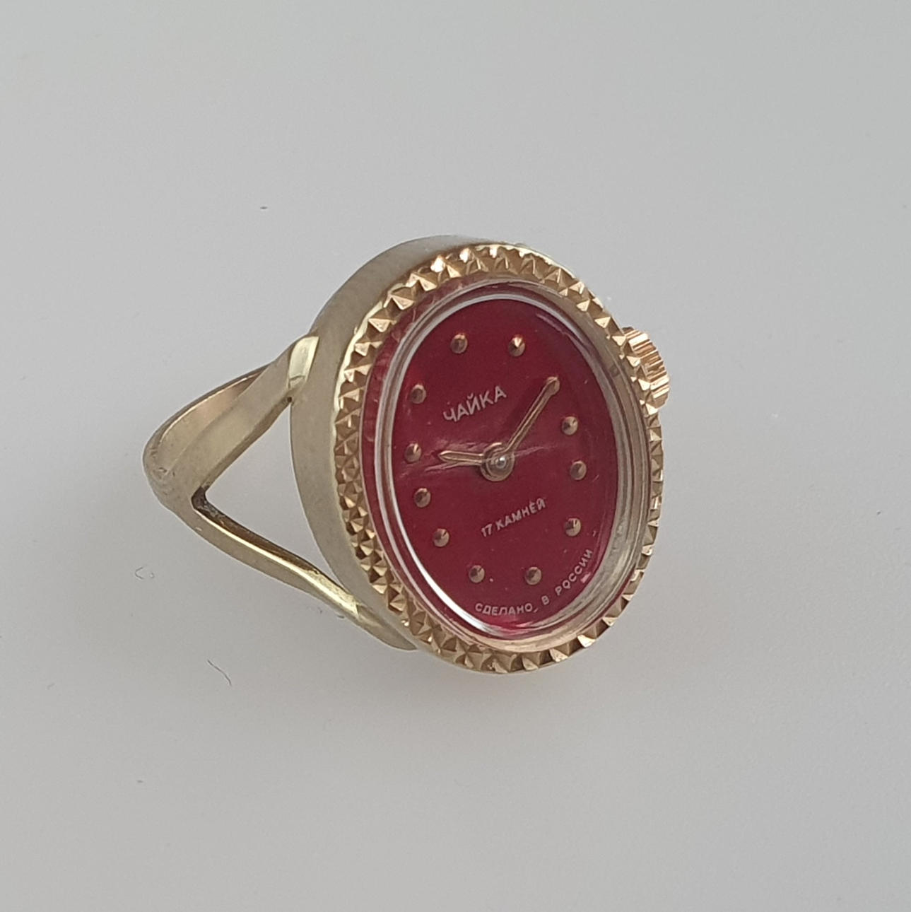 - LADIES RING WATCH - marked "Chaika", Russia.