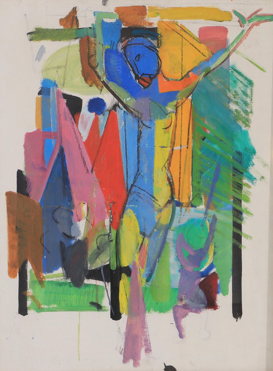 ERIK EWALD. Dancing woman, mixed media, signed.