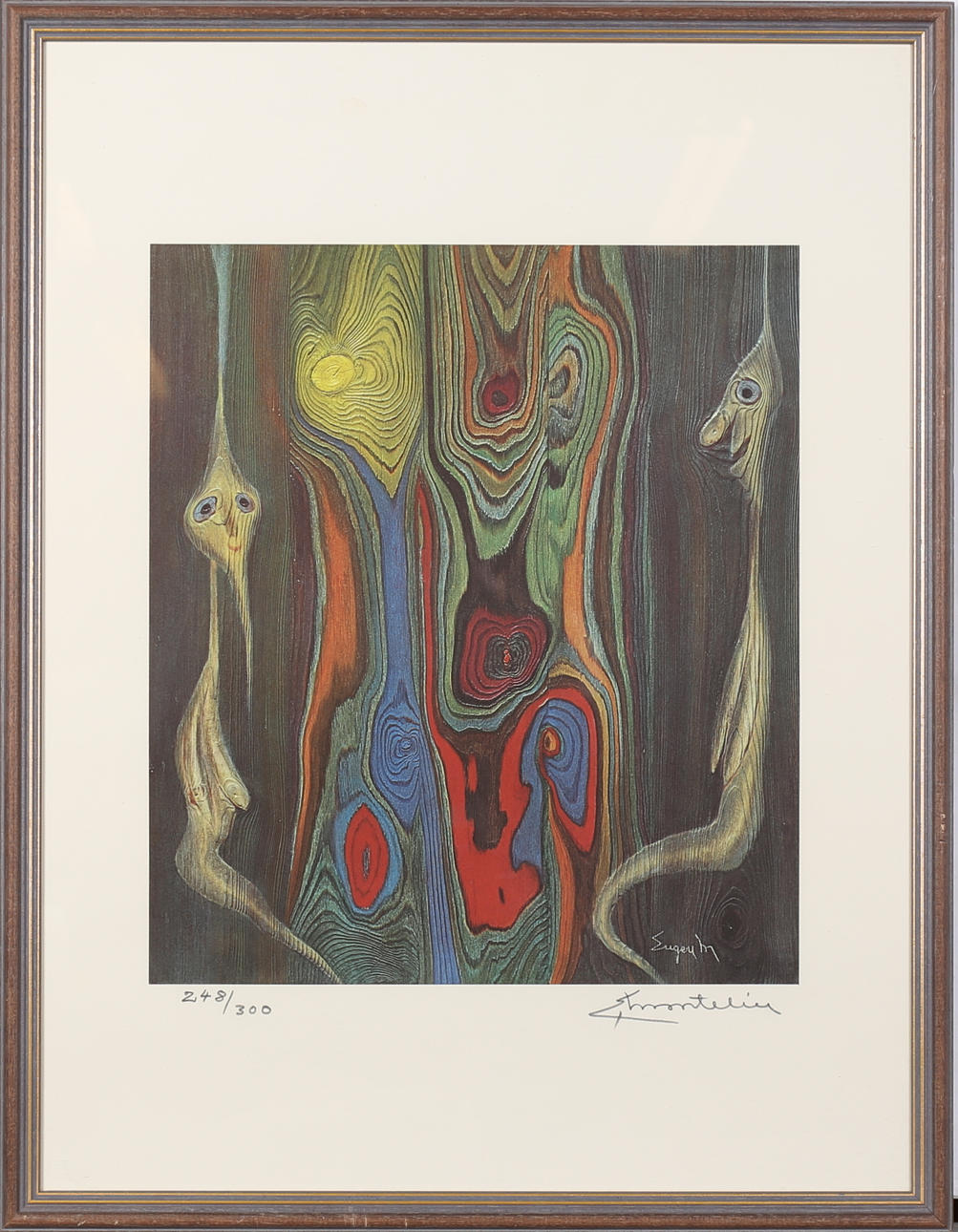 EUGEN MONTELIN. Trägubbar. Färglitografi, signerad och numrerad 248/300.