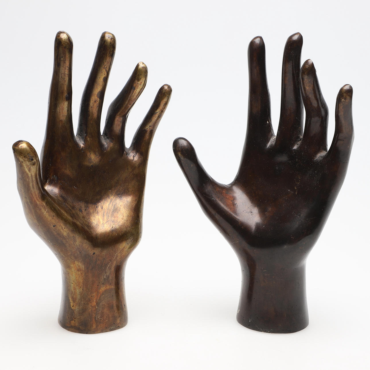SCULPTURES, 2 pcs, hands, metal.