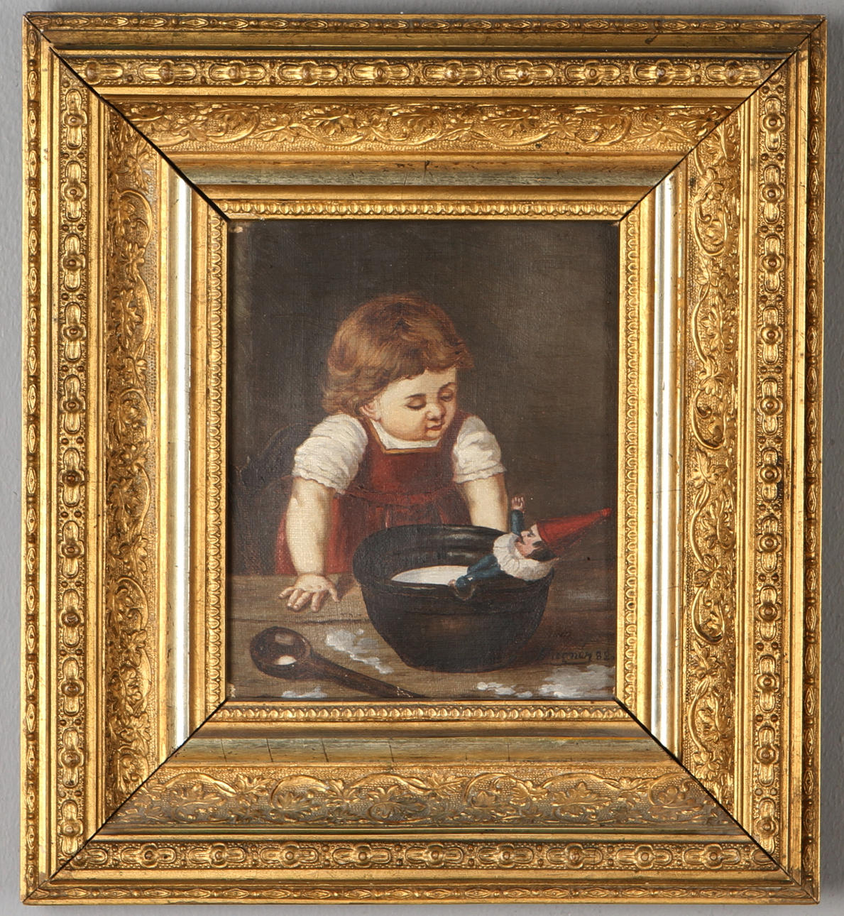 OKÄND KONSTNÄR. Barnporträtt, 2 st, olja på duk, singerade N. Regnér?