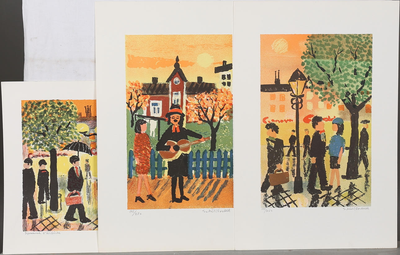 ESKIL NORDELL. Färglitografier, 4 st, signerade.