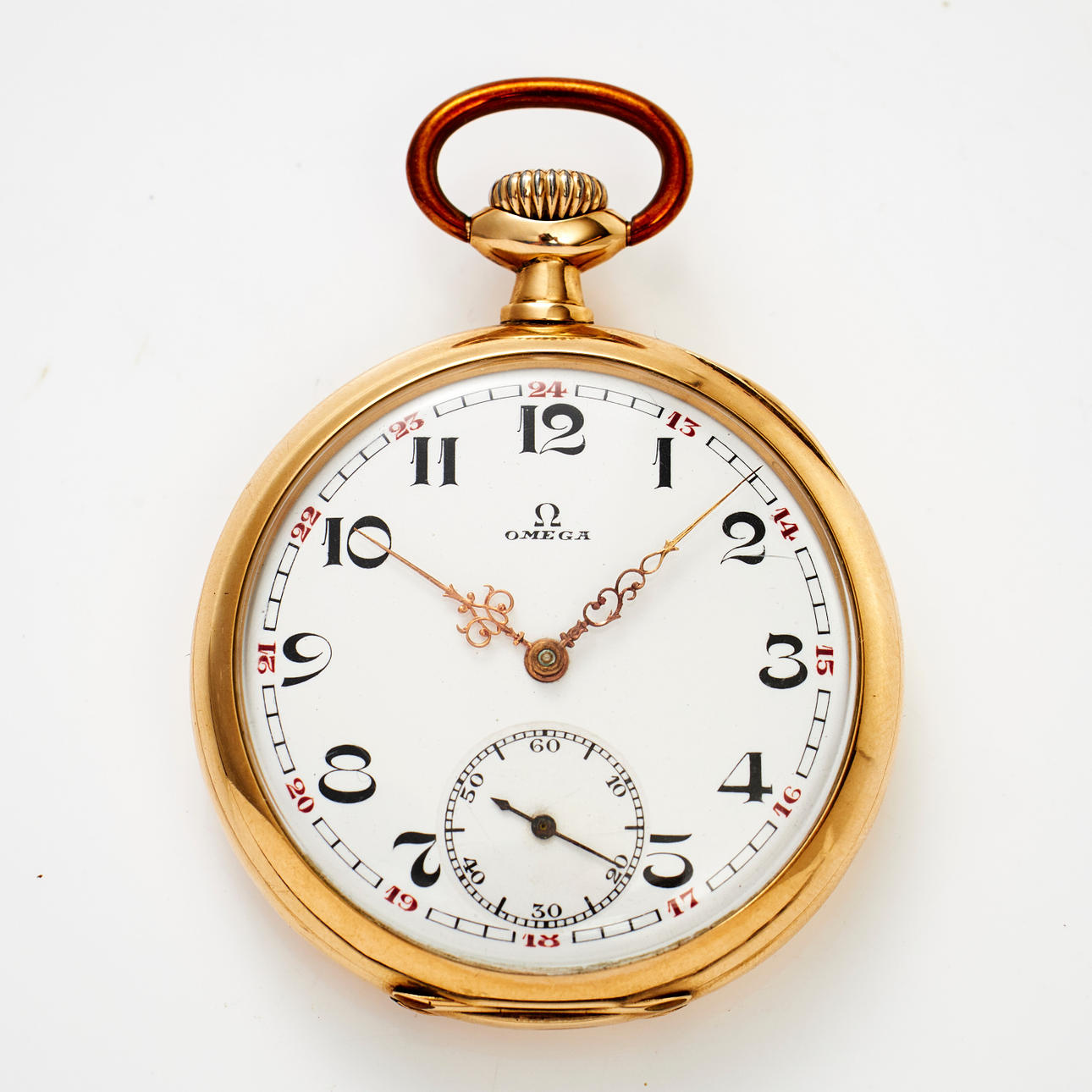 OMEGA, reloj de bolsillo, oro de 14 k.