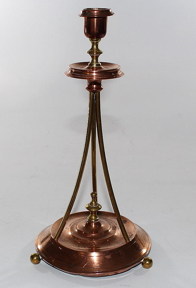 LJUSSTAKE, koppar/mässing, Oskar Nilsson Eskilstuna, 1900-talets första kvartal.