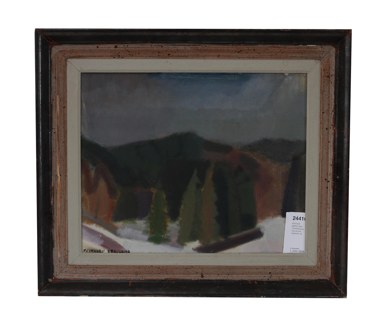 FRITHIOF BERGLUND. "Snölandskap. " Olja på duk, signerad.