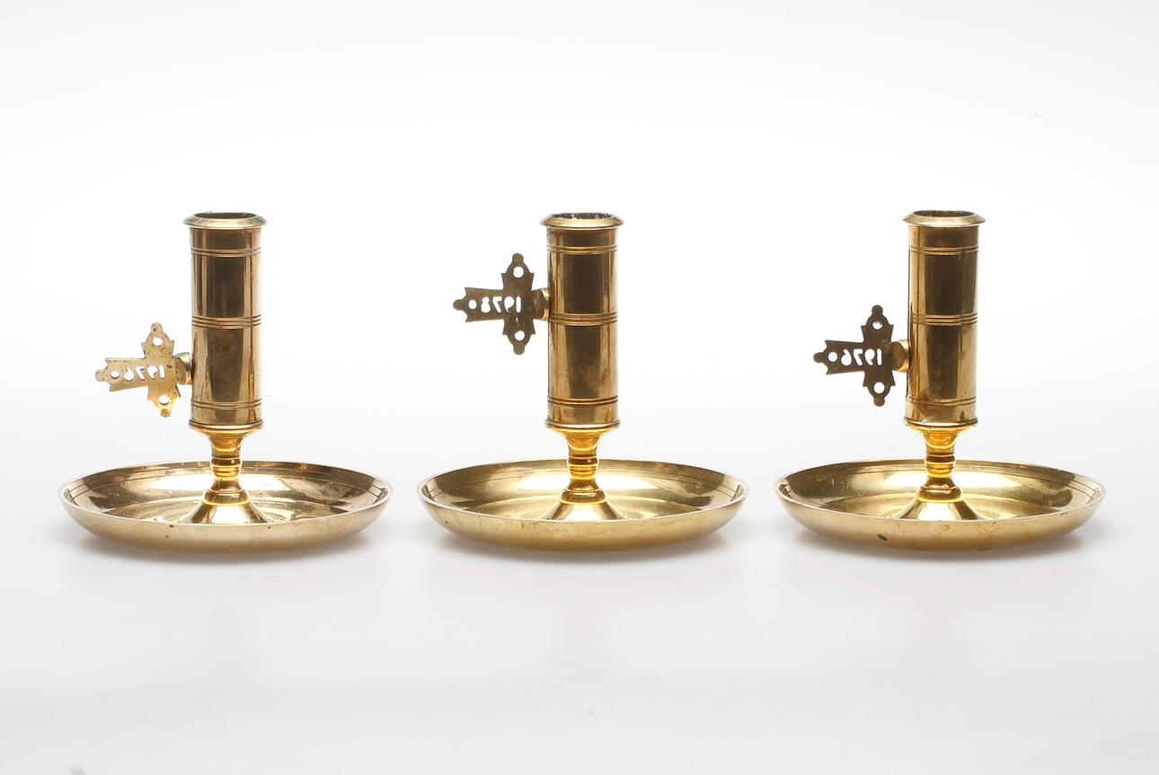 LJUSSTAKAR, 3 st, mässing, Skultuna 1976-1978.