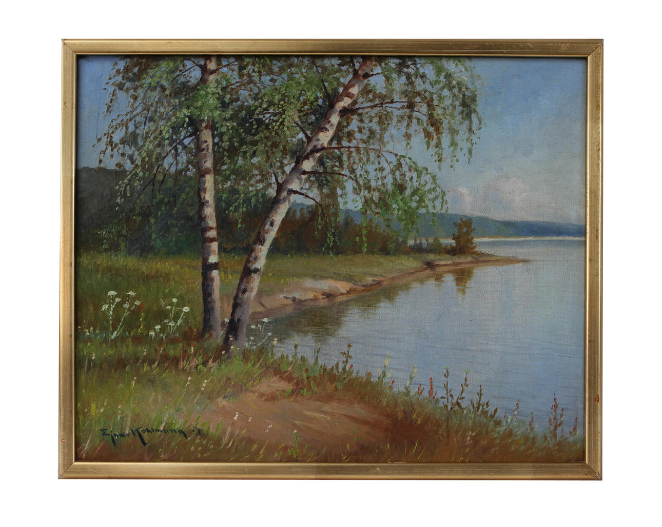 EJNAR, KOHLMANN. Sjölandskap. Olja på duk, signerad.